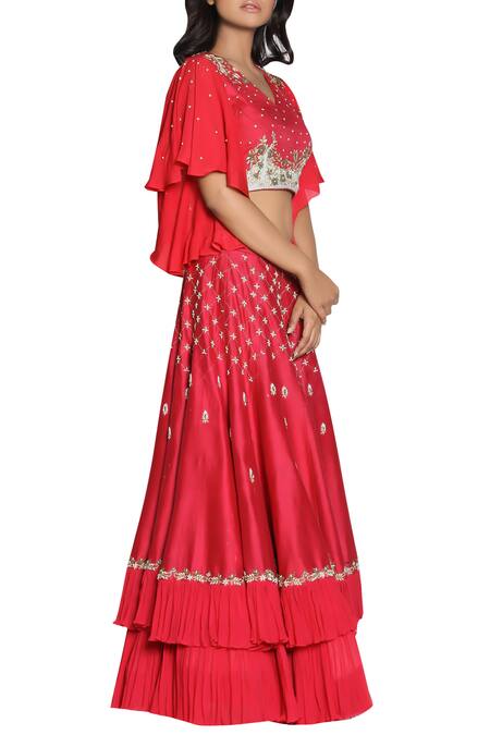 Nautanky_Layered Lehenga With Embroidered Top_Online_at_Aza_Fashions