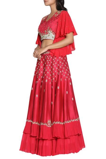 Buy_Nautanky_Layered Lehenga With Embroidered Top_Online_at_Aza_Fashions