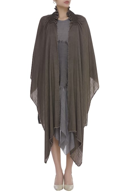 Shop_S. W. G. T_Brown Beads Hand Crochet Scarf_Online_at_Aza_Fashions