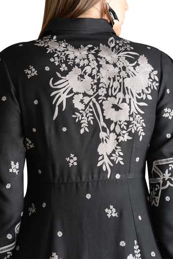 Shop_Sahil Kochhar_Black Embroidered Midi Dress _Online_at_Aza_Fashions