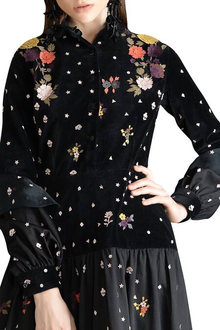 Sahil Kochhar Black Embroidered Maxi Dress Online at Aza Fashions Sahil Kochhar_Black Embroidered Maxi Dress _Online_at_Aza_Fashions