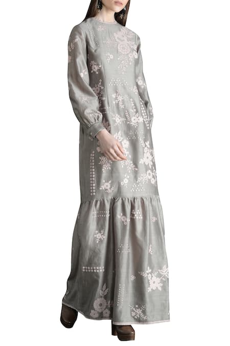 Sahil Kochhar Applique Embellished Tiered Maxi dress 