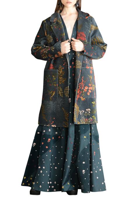 Sahil Kochhar Green Floral Over-sized Coat