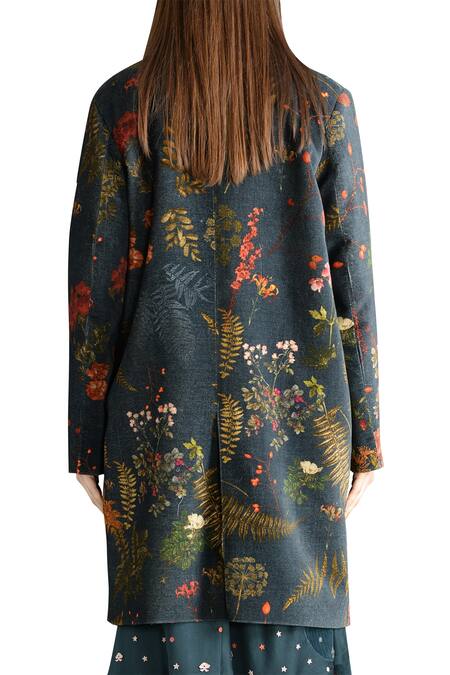 Shop_Sahil Kochhar_Green Floral Over-sized Coat _Online_at_Aza_Fashions