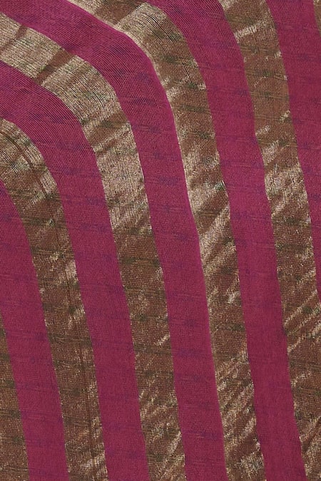 Shop_Akaaro_Pink Chanderi Striped Saree  _Online_at_Aza_Fashions