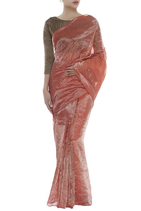 Akaaro_Red Silk Cotton Saree  _Online_at_Aza_Fashions