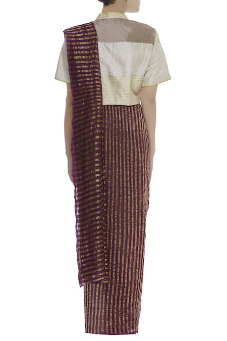 Akaaro Chanderi stripe detail saree 