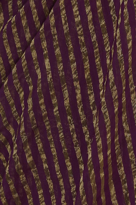 Shop_Akaaro_Gold Chanderi Zari Woven Stripe Detail Saree  _Online_at_Aza_Fashions