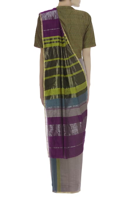 Akaaro Silk Striped Saree 