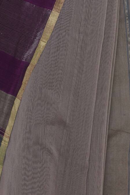 Shop_Akaaro_Multi Color Silk Striped Saree  _Online_at_Aza_Fashions