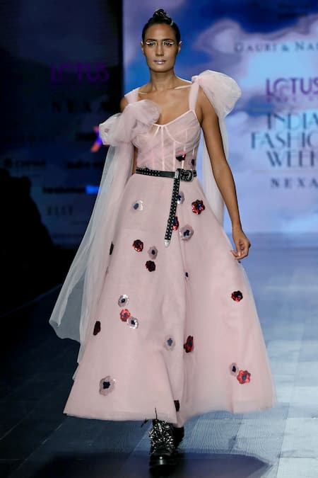 Gauri & Nainika Floral Embroidered Corset Dress 