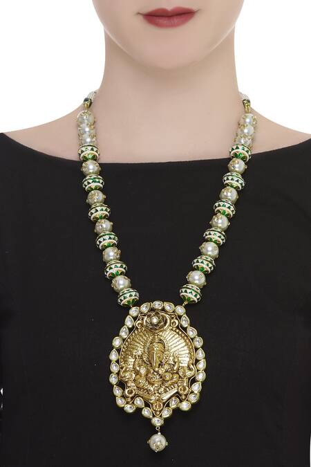 Shop_Dhaneesha_Multi Color God Figure Pendant Necklace_at_Aza_Fashions