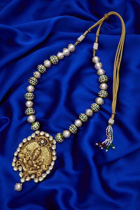 Dhaneesha_Multi Color God Figure Pendant Necklace_Online_at_Aza_Fashions