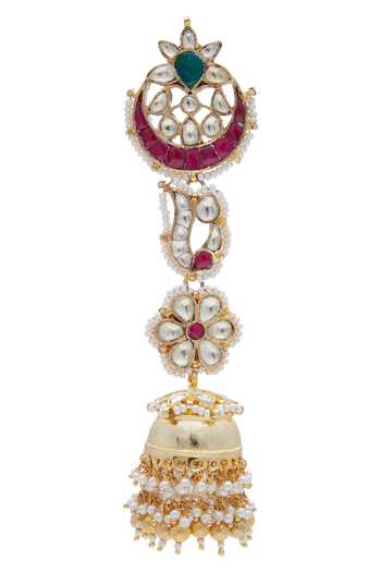 BelsI'S_Multi Color Long Kundan Jhumka Earrings_Online_at_Aza_Fashions