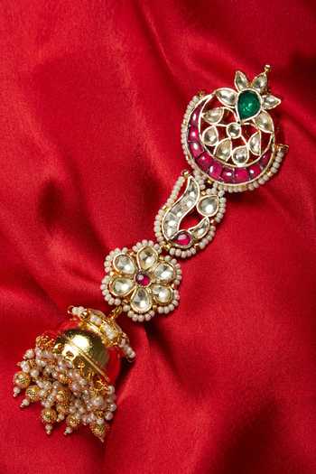 Buy_BelsI'S_Multi Color Long Kundan Jhumka Earrings_Online_at_Aza_Fashions