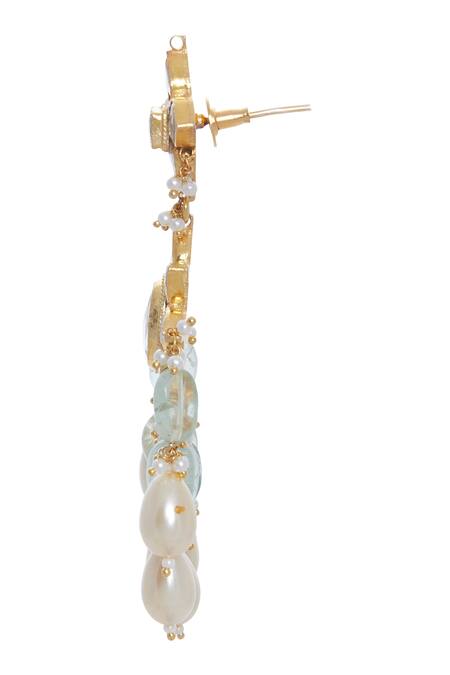 BelsI'S_White Kundan Flower Choker Necklace With Earrings_at_Aza_Fashions