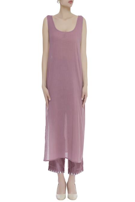 Buy Kora Pink Block Print Asymmetric Kurta Set Online at Aza Fashions Buy_Kora_Pink Block Print Asymmetric Kurta Set_Online_at_Aza_Fashions