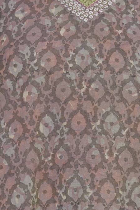 Kora Pink Block Print Asymmetric Kurta Set at Aza Fashions Kora_Pink Block Print Asymmetric Kurta Set_at_Aza_Fashions