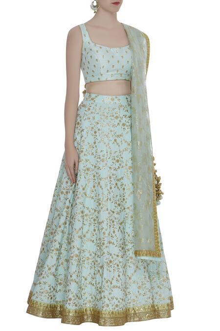 Avnni Kapur_Blue Sequin Embroidered Lehenga Set_Online_at_Aza_Fashions
