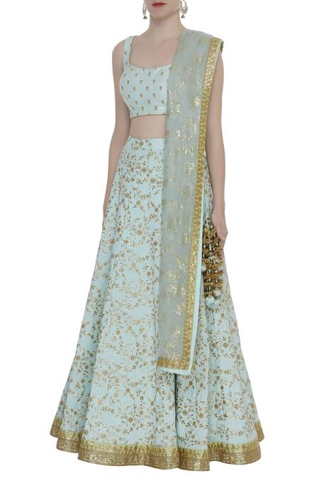 Buy_Avnni Kapur_Blue Sequin Embroidered Lehenga Set_Online_at_Aza_Fashions