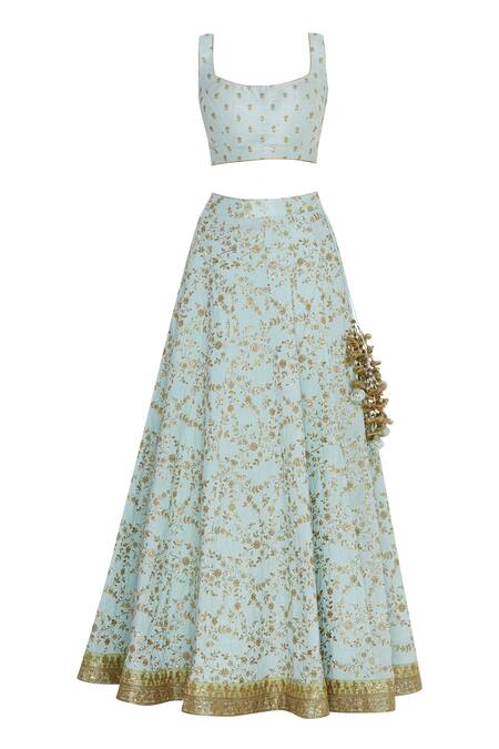 Shop_Avnni Kapur_Blue Sequin Embroidered Lehenga Set_Online_at_Aza_Fashions