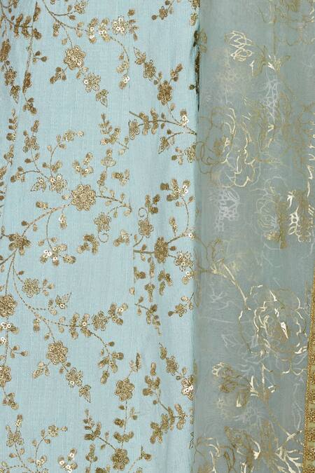 Avnni Kapur_Blue Sequin Embroidered Lehenga Set_at_Aza_Fashions