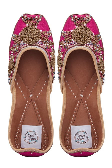 Vareli Bafna Zardozi & Bead Embroidered Floral Motif Juttis 