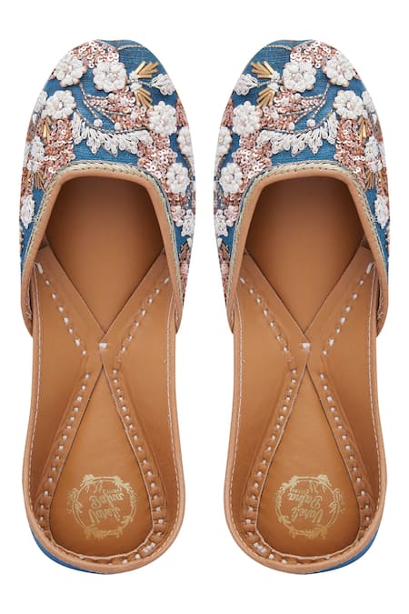 Vareli Bafna Floral Resham & Sequin Embroidered Juttis 