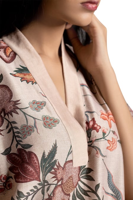 Torani Beige Chanderi Printed Kurta Online at Aza Fashions Torani_Beige Chanderi Printed Kurta_Online_at_Aza_Fashions