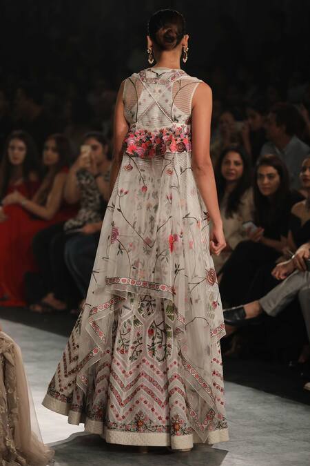 Shop Rahul Mishra White Organza Hand Embroidered Lehenga at Aza Fashions Shop_Rahul Mishra_White Organza Hand Embroidered Lehenga_at_Aza_Fashions