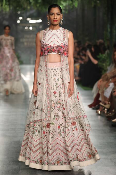 Rahul Mishra Off White 3d Hand Embroidered Blouse