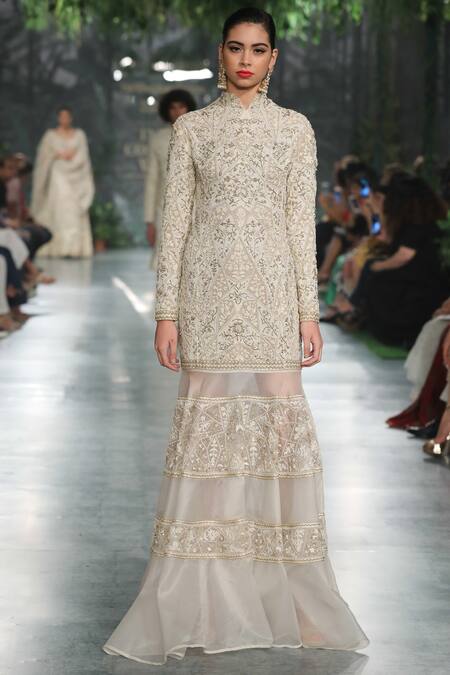 Rahul Mishra White Hand Embellished Gown