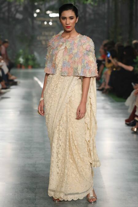 Rahul Mishra Pink 3d Embroidered Cape
