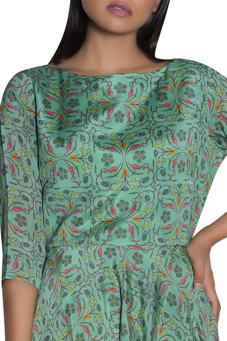 Shop_Nautanky_Green Bateau Printed Afghani Jumpsuit _Online_at_Aza_Fashions