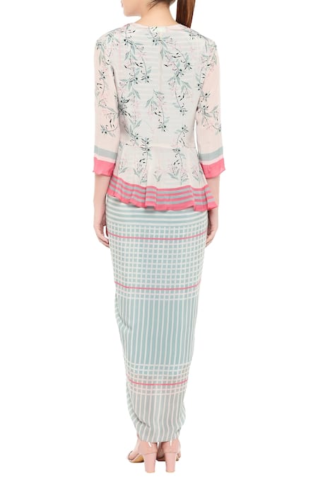 Soup By Sougat Paul Striped Dress With Peplum Jacket