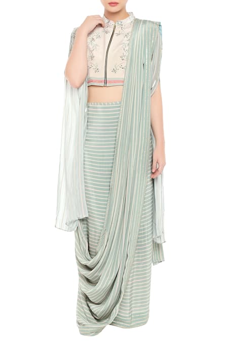 Soup By Sougat Paul Pre-Pleated Skirt Saree With Blouse 
