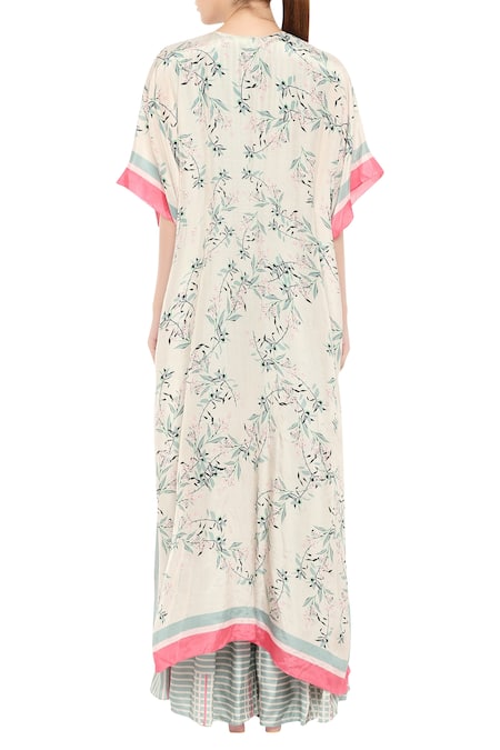 Soup By Sougat Paul Cotton Silk Printed Jumpsuit with Jacket 