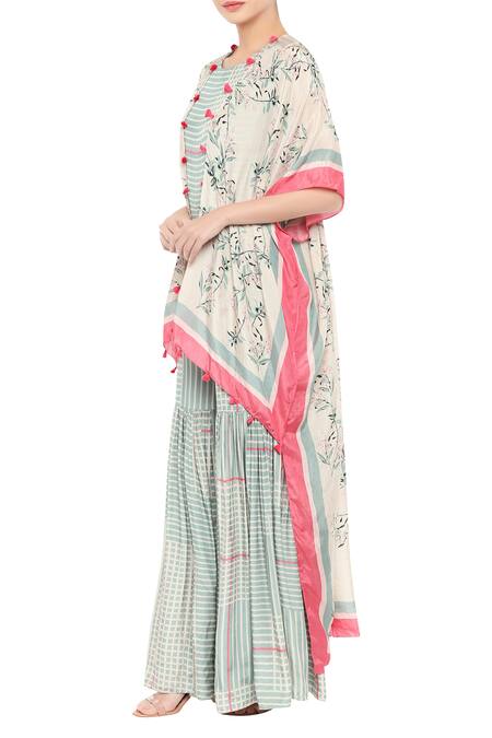 Soup By Sougat Paul_Blue Cotton Silk Round Printed Jumpsuit With Jacket _Online_at_Aza_Fashions