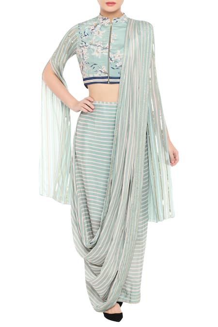 Soup by Sougat Paul Pre-Pleated Skirt Saree With Blouse 