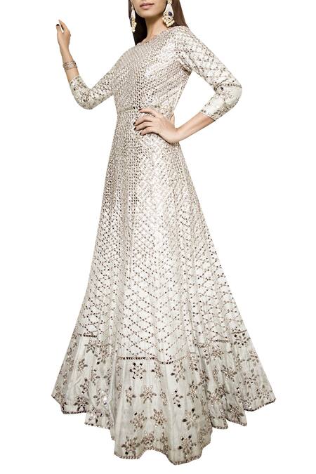 Shop_Abhinav Mishra_Green Embroidered Gown _at_Aza_Fashions