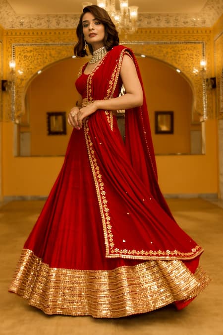 Abhinav Mishra Gota Patti Embroidered Lehenga Set