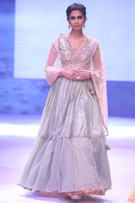 Joy Mitra Chanderi Silk Kurta Lehenga Set 