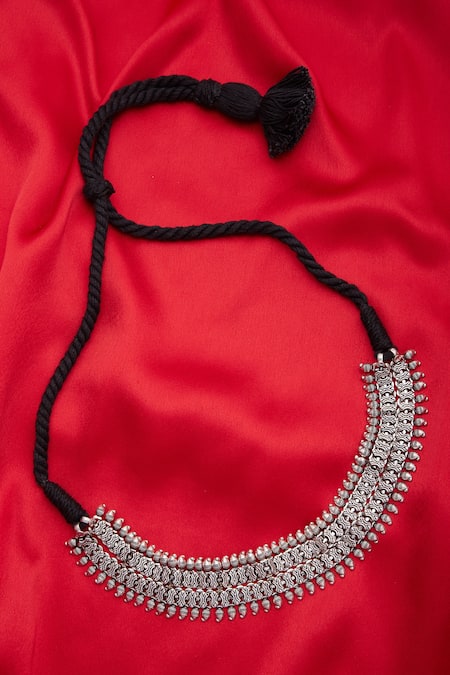 Motifs By Surabhi Didwania Silver Plated Baroque Handcrafted Choker Necklace Online at Aza Fashions Motifs By Surabhi Didwania_Silver Plated Baroque Handcrafted Choker Necklace_Online_at_Aza_Fashions