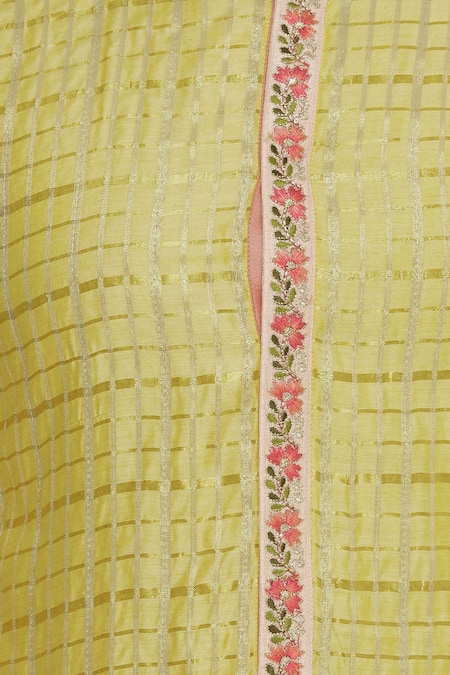 Kunal Anil Tanna_White Chanderi Embroidery Sequin Checkered Kurta With Pants  _at_Aza_Fashions