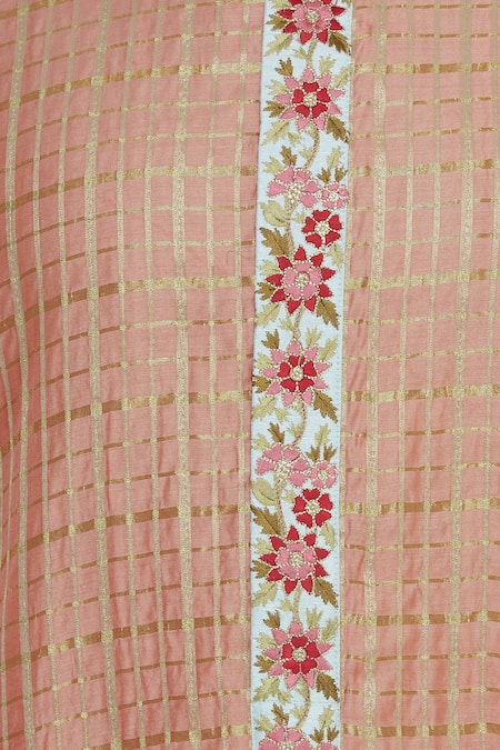 Kunal Anil Tanna_White Chanderi Embroidery Zari Checkered Kurta With Pants  _at_Aza_Fashions