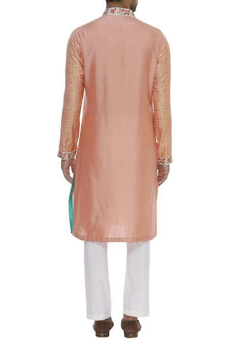 Kunal Anil Tanna Embroidered Checkered Kurta With Pants 