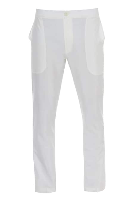 Buy_Kunal Anil Tanna_White Chanderi Embroidery Zari Checkered Kurta With Pants  _Online_at_Aza_Fashions