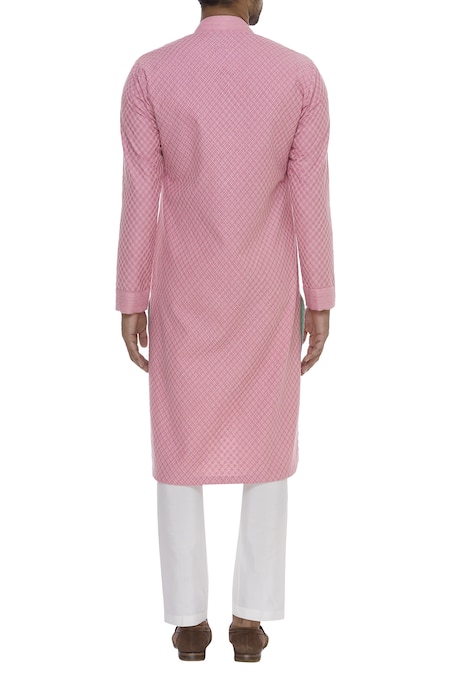 Kunal Anil Tanna Thread Embroidered Mandarin Collar Kurta Set 