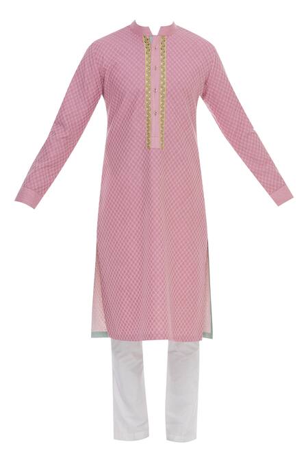 Kunal Anil Tanna_White Chanderi Embroidery Zari Thread Mandarin Collar Kurta Set  _Online_at_Aza_Fashions