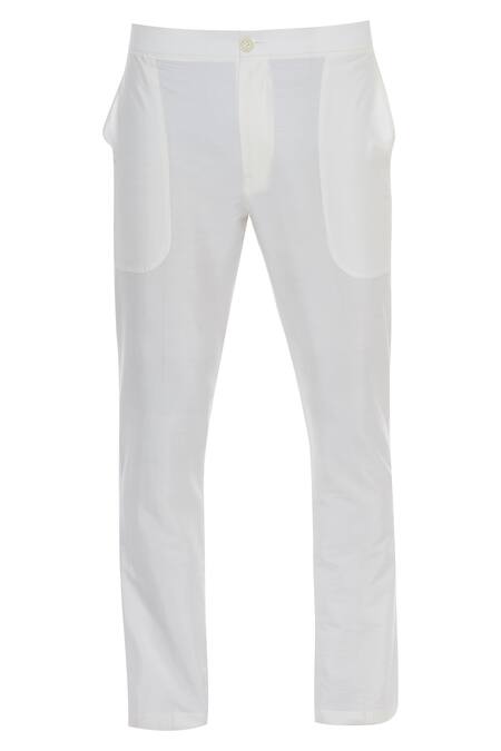 Buy_Kunal Anil Tanna_White Chanderi Embroidery Zari Thread Mandarin Collar Kurta Set  _Online_at_Aza_Fashions